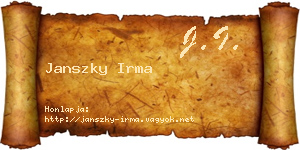 Janszky Irma névjegykártya